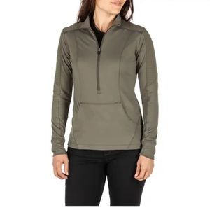 Women's 5.11 Tactical Avery 1/2 Zip Green Front Pocket Pull Over Top